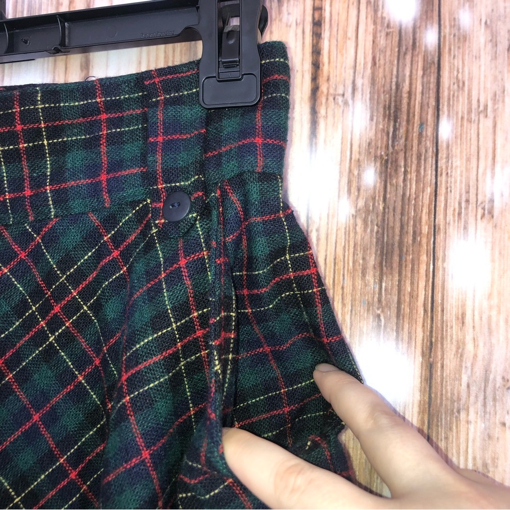 Walnut Sport Wool Blend Green Blue Plaid Skirt - Picture 3 of 8